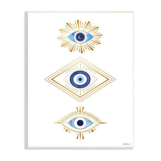 Stupell Industries Eye Of Providence Abstract Deco Arrangement Vivid Blue Wall Plaque